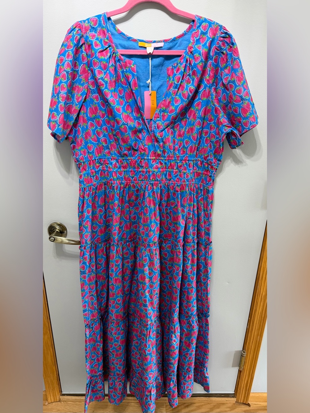 NWT Briton Court Charlie Maxi Dress Strawberry Wave XL
